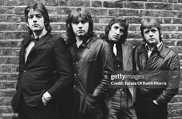 British rock and roll group Rockpile, 1977. From left to right, they are Nick Lowe, Dave Edmunds, Terry Williams and Billy Bremner.