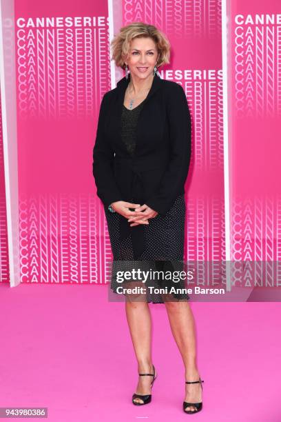 Corinne Touzet attends "Aqui En La Tierra" and "Il Cacciatore" screening during the 1st Cannes International Series Festival at Palais des Festivals...