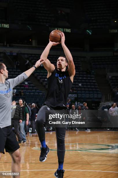 Milwaukee, WI Aaron Gordon of the Orlando Magic shoots the ball before the game against the Milwaukee Bucks on April 9, 2018 at the BMO Harris...