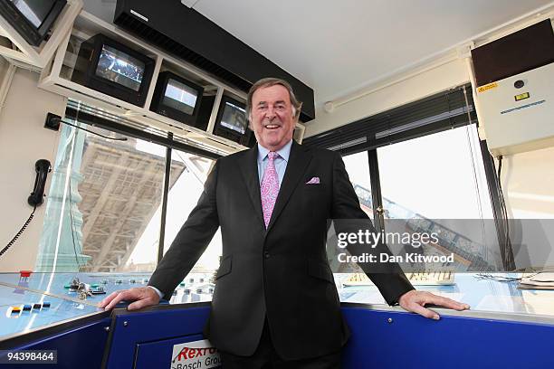 Sir Terry Wogan poses for a picture inside the control tower on Tower Bridge on December 14, 2009 in London, England. Sir Terry was invited to raise...