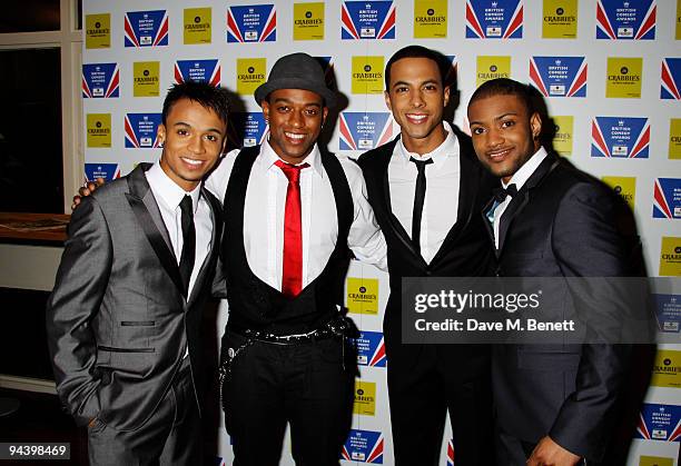 Aston Merrygold, Oritse Williams , Marvin Humes and JB attend the British Comedy Awards on December 12, 2009 in London, England.