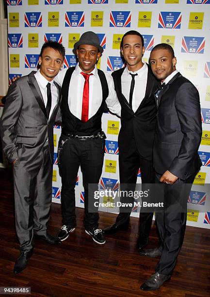 Aston Merrygold, Oritse Williams , Marvin Humes and JB attend the British Comedy Awards on December 12, 2009 in London, England.