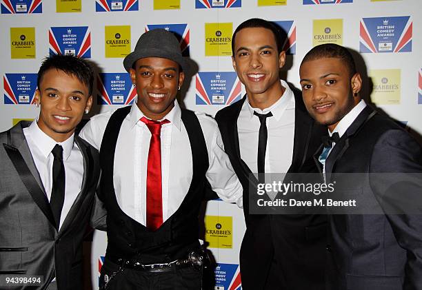 Aston Merrygold, Oritse Williams , Marvin Humes and JB attend the British Comedy Awards on December 12, 2009 in London, England.