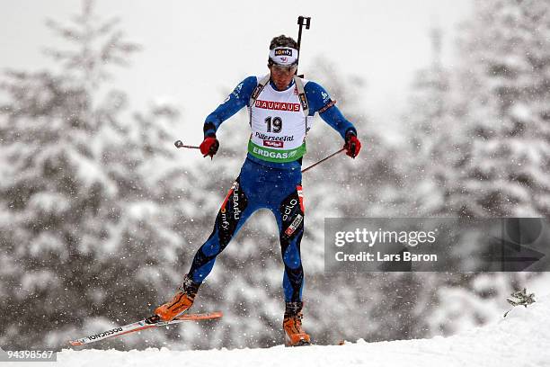 Martin Fourcade of France competes during the Men's 10 km Sprint in the IBU Biathlon World Cup on December 11, 2009 in Hochfilzen, Austria.