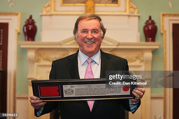 Sir Terry Wogan is presented with the Freedom of the City award in Mansion House on December 14, 2009 in London, England. Sir Terry received the...