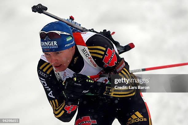 Andreas Birnbacher of Germany competes during the Men's 10 km Sprint in the IBU Biathlon World Cup on December 11, 2009 in Hochfilzen, Austria.