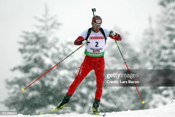 Daniel Mesotitsch of Austria competes during the Men's 10 km Sprint in the IBU Biathlon World Cup on December 11, 2009 in Hochfilzen, Austria.