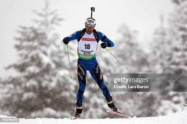 Vincent Defrasne of France competes during the Men's 10 km Sprint in the IBU Biathlon World Cup on December 11, 2009 in Hochfilzen, Austria.