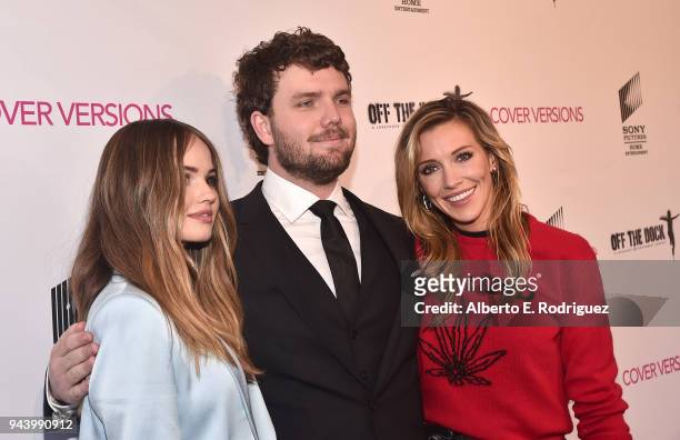 Debby Ryan, Austin Swift and Katie Cassidy attend the premiere of Sony Pictures Home Entertainment and Off The Dock's "Cover Versions" at The...
