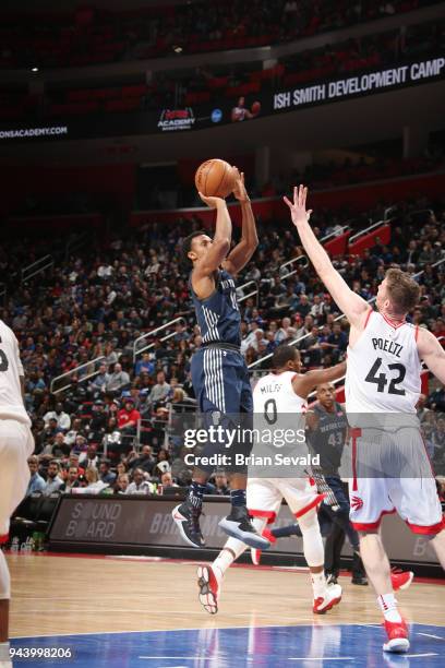 Ish Smith of the Detroit Pistons shoots the ball against the Toronto Raptors on April 9, 2018 at Little Caesars Arena in Detroit, Michigan. NOTE TO...