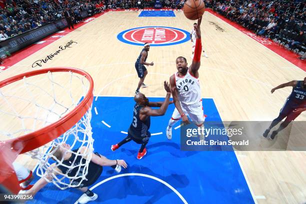 Miles of the Toronto Raptors shoots the ball against the Detroit Pistons on April 9, 2018 at Little Caesars Arena in Detroit, Michigan. NOTE TO USER:...