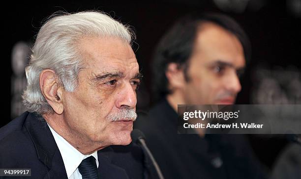 Actor Omar Sharif and director Laurent Vinas Raymond attend the "I Forgot To Tell You" press conference during day six of the 6th Annual Dubai...