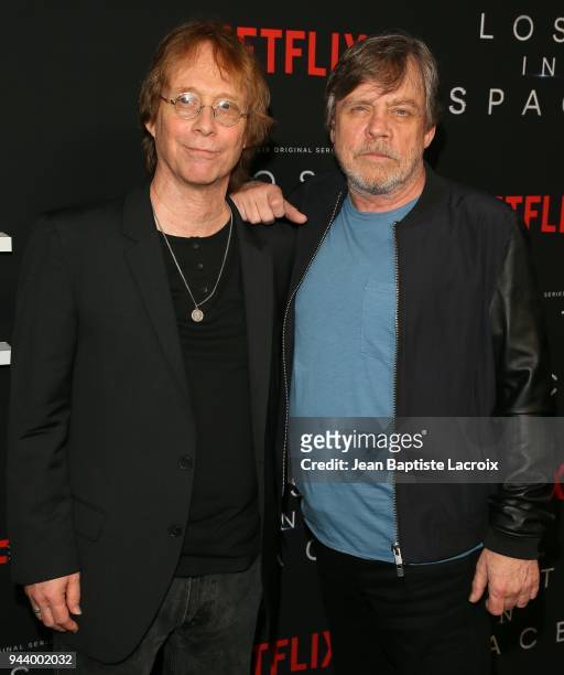 Bill Mumy and Mark Hamill attend the premiere of Netflix's 'Lost In Space' Season 1 on April 9, 2018 in Los Angeles, California.