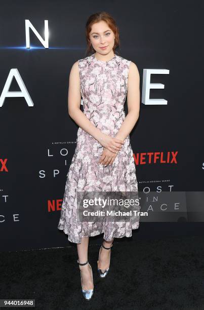 Mina Sundwall arrives to the Los Angeles premiere of Netflix's "Lost In Space" Season 1 held at The Cinerama Dome on April 9, 2018 in Los Angeles,...