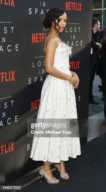 Taylor Russell arrives to the Los Angeles premiere of Netflix's "Lost In Space" Season 1 held at The Cinerama Dome on April 9, 2018 in Los Angeles,...