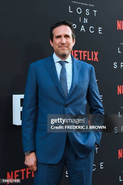 Producer Zack Estrin arrives for Netflix's Lost In Space Season 1 Premiere event in Los Angeles, California on April 9, 2018. / AFP PHOTO / FREDERIC...