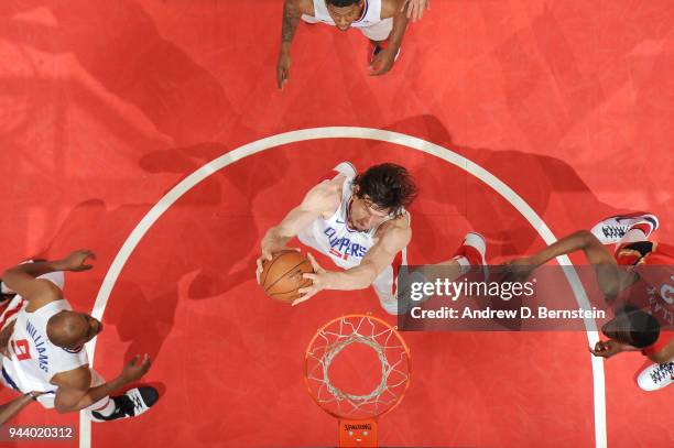 Boban Marjanovic of the LA Clippers goes to the basket against the LA Clippers on April 9, 2018 at STAPLES Center in Los Angeles, California. NOTE TO...