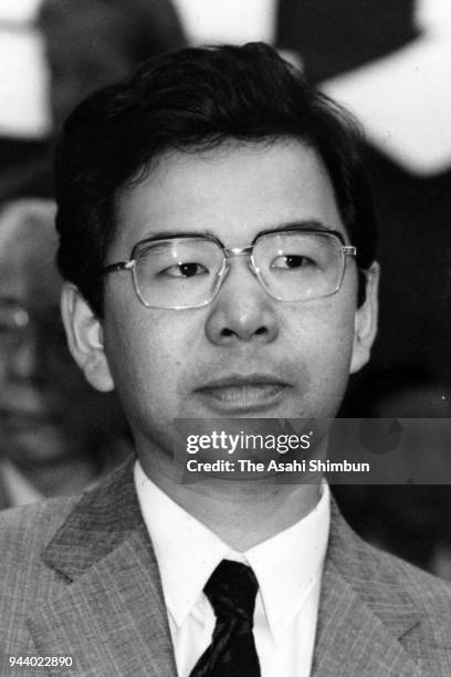 Japanese Communist Party new chairman Kazuo Shii is seen during the party convention on July 13, 1990 in Atami, Shizuoka, Japan.