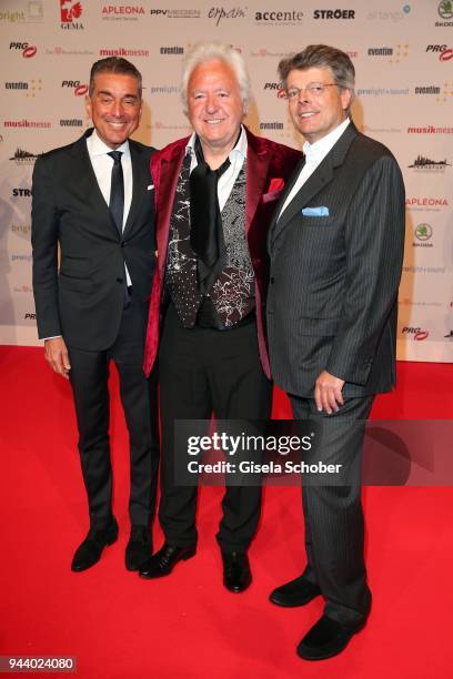 Michel Friedman, Oswald, Ossy Hoppe and Peter Schwenkow during the 13th Live Entertainment Award 2018 at Festhalle Frankfurt on April 9, 2018 in...