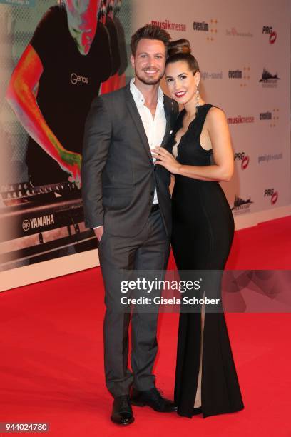 Sebastian Pannek and his girlfriend Clea-Lacy Juhn during the 13th Live Entertainment Award 2018 at Festhalle Frankfurt on April 9, 2018 in Frankfurt...