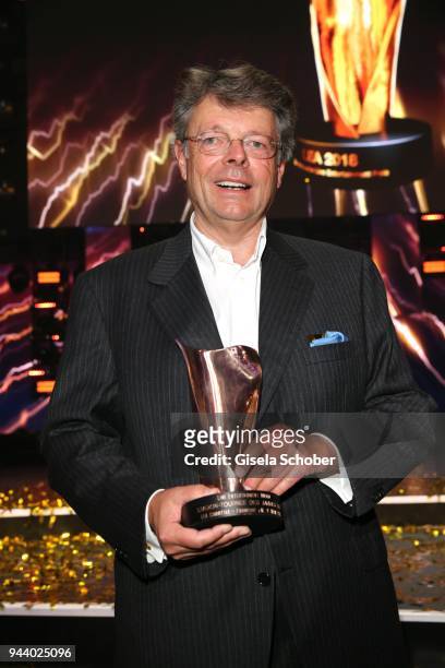 Peter Schwenkow with award during the 13th Live Entertainment Award 2018 at Festhalle Frankfurt on April 9, 2018 in Frankfurt am Main, Germany.