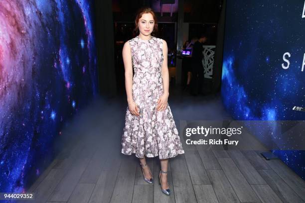 Mina Sundwall attends Netflix's "Lost In Space" Los Angeles premiere on April 9, 2018 in Los Angeles, California.