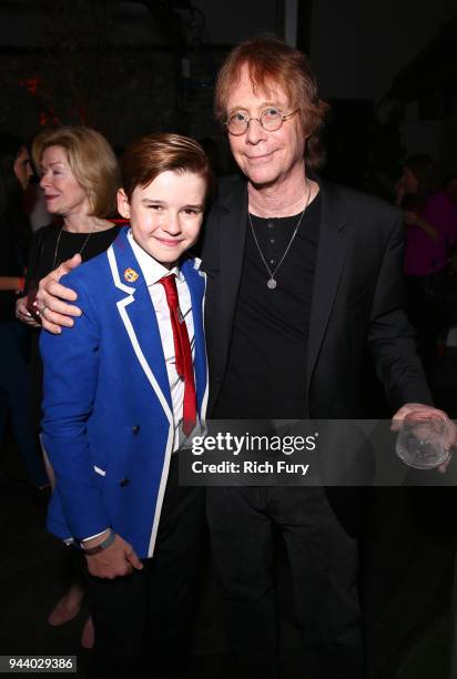 Maxwell Jenkins and Bill Mumy attend Netflix's "Lost In Space" Los Angeles premiere on April 9, 2018 in Los Angeles, California.