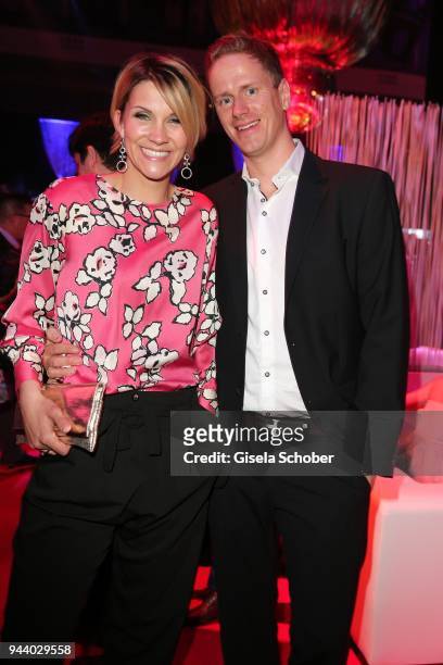 Anna-Maria Zimmermann and her husband Christian Tegeler during the 13th Live Entertainment Award 2018 at Festhalle Frankfurt on April 9, 2018 in...