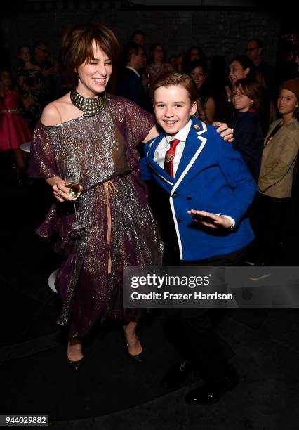 Parker Posey and Maxwell Jenkins attend the Premiere Of Netflix's "Lost In Space" Season 1 After Party at Le Jardin LA on April 9, 2018 in Los...