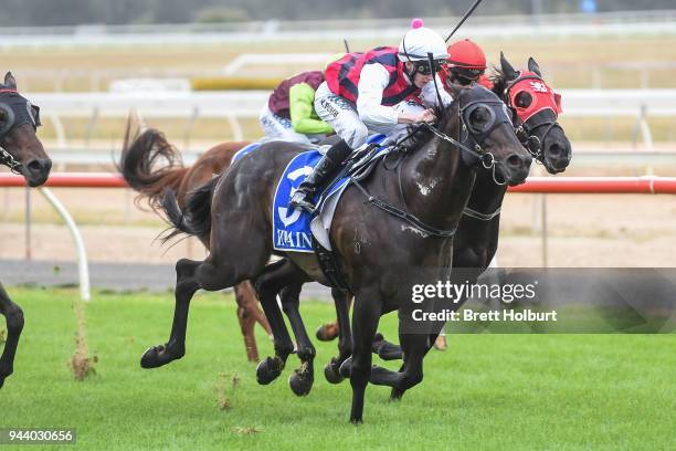 Streetshavenoname ridden by Nathan Punch wins the Mitchelton Wines BM58 Handicap at Seymour Racecourse on April 10, 2018 in Seymour, Australia.