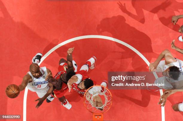 Williams of the LA Clippers shoots the ball against the New Orleans Pelicans on April 9, 2018 at STAPLES Center in Los Angeles, California. NOTE TO...