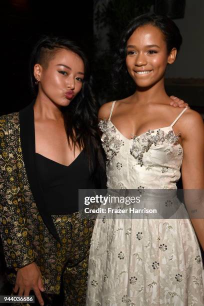 Kiki Sukezane and Taylor Russell attend the Premiere Of Netflix's "Lost In Space" Season 1 After Party at Le Jardin LA on April 9, 2018 in Los...