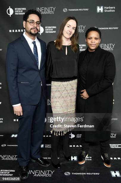 Danny Peralta, Lacy Austin and Alexandra Bell attend the International Center of Photography's 2018 Infinity awards on April 9, 2018 in New York City.