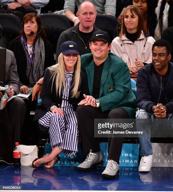 Justine Karain Reed and Patrick Reed attend New York Knicks Vs Cleveland Cavaliers at Madison Square Garden on April 9, 2018 in New York City.