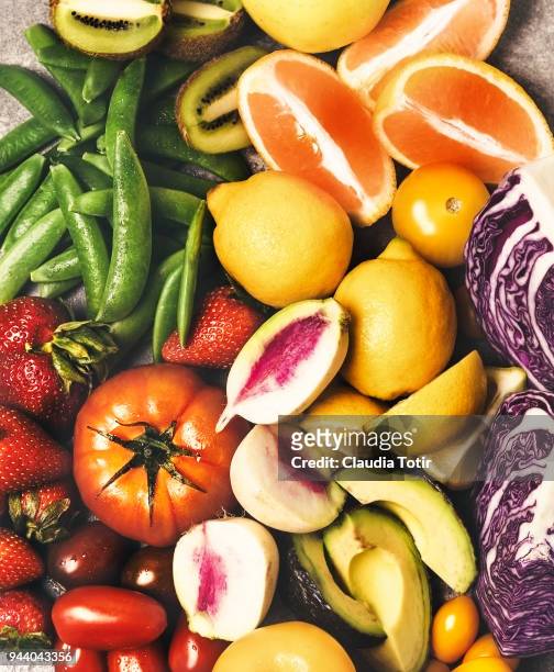 fresh vegetables, and fruits - estudio de mercado fotografías e imágenes de stock