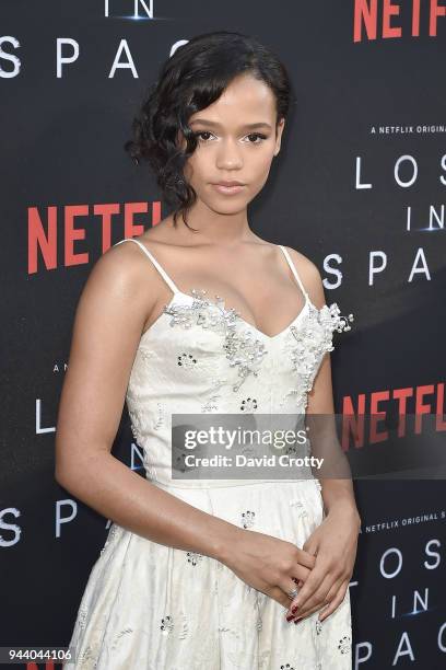 Taylor Russell attends the "Lost In Space" Season 1 Premiere at ArcLight Cinerama Dome on April 9, 2018 in Hollywood, California.