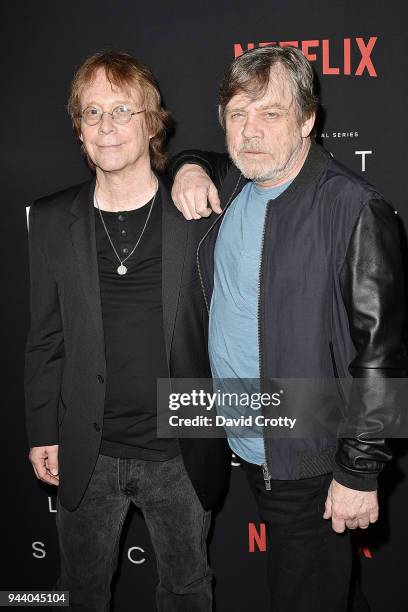 Bill Mumy and Mark Hamill attend the "Lost In Space" Season 1 Premiere at ArcLight Cinerama Dome on April 9, 2018 in Hollywood, California.