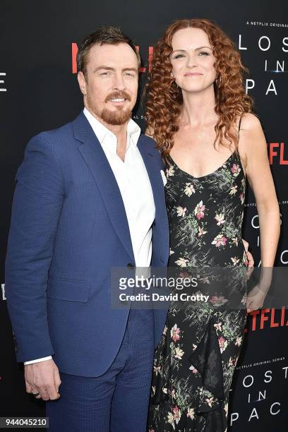 Toby Stephens and Anna-Louise Plowman attend the "Lost In Space" Season 1 Premiere at ArcLight Cinerama Dome on April 9, 2018 in Hollywood,...