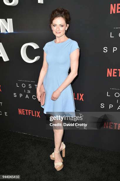 Lara Pulver attends the "Lost In Space" Season 1 Premiere at ArcLight Cinerama Dome on April 9, 2018 in Hollywood, California.