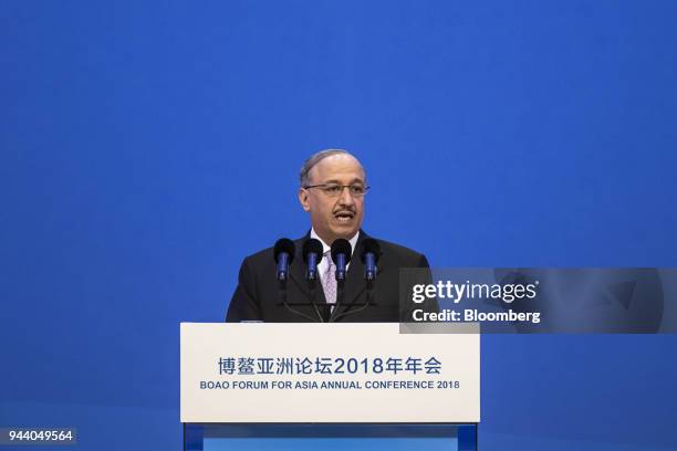 Yousef Abdullah Al Benyan, chief executive officer of Saudi Basic Industries Corp. , speaks at the opening ceremony of the Boao Forum for Asia Annual...