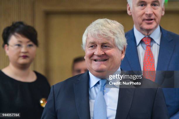 Irish businessman Denis O'Brien arrives in a UCD lecture hall to listen to former US President Bill Clinton give a speech on the eve of the 20th...