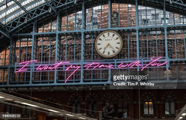 This year's Terrace Wires installation 'I Want My Time With You, 2018' by Royal Academician, Tracey Emin is unveiled at St Pancras International...