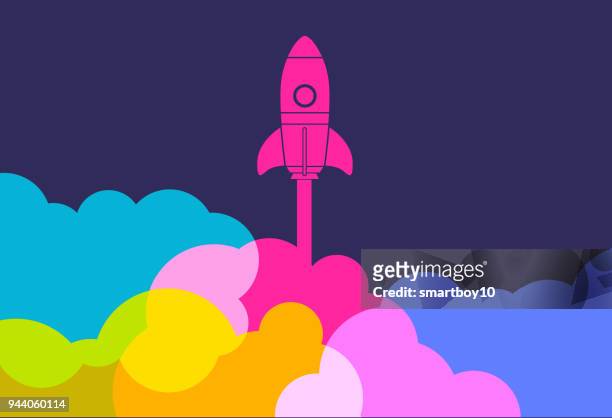 business startup launch rocket - unternehmer stock-grafiken, -clipart, -cartoons und -symbole