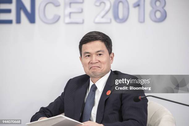 Fang Xinghai, vice chairman of the China Securities Regulatory Commission, reacts during a session at the Boao Forum for Asia Annual Conference in...