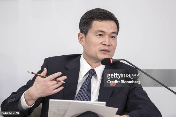 Fang Xinghai, vice chairman of the China Securities Regulatory Commission, speaks during a session at the Boao Forum for Asia Annual Conference in...