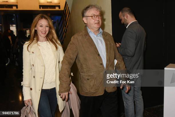 Dominique Besnehard and Ludivine Sagnier attend the "Occupe Toi D'Amelie" Screening Tribute to Danielle Darieux at the Max Linder on April 9, 2018 in...