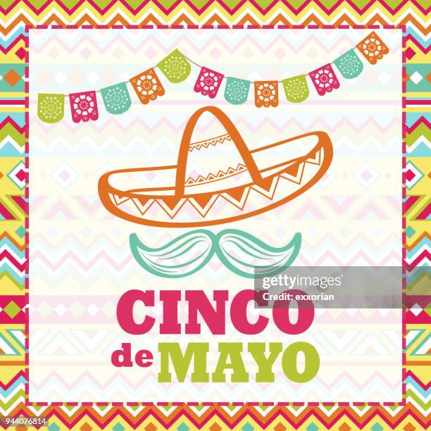 cinco de mayo celebration - moustache stock illustrations