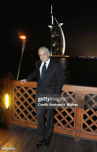 Actor Omar Sharif attends the In Focus France Reception during day six of the 6th Annual Dubai International Film Festival held at the Madinat...