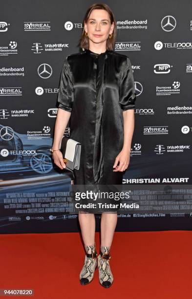 Christiane Paul attends the 'Steig. Nicht. Aus!' Premiere on April 9, 2018 in Berlin, Germany.