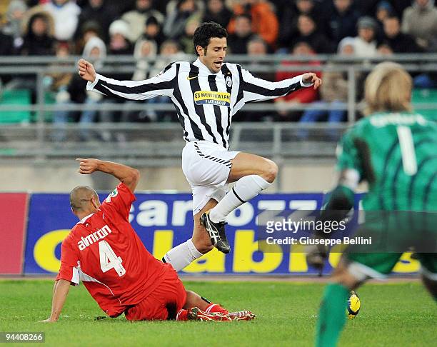 Sergio Almiron of AS Bari and Fabio Grosso of Juventus FC in action during the Serie A match between AS Bari and Juventus FC at Stadio San Nicola on...